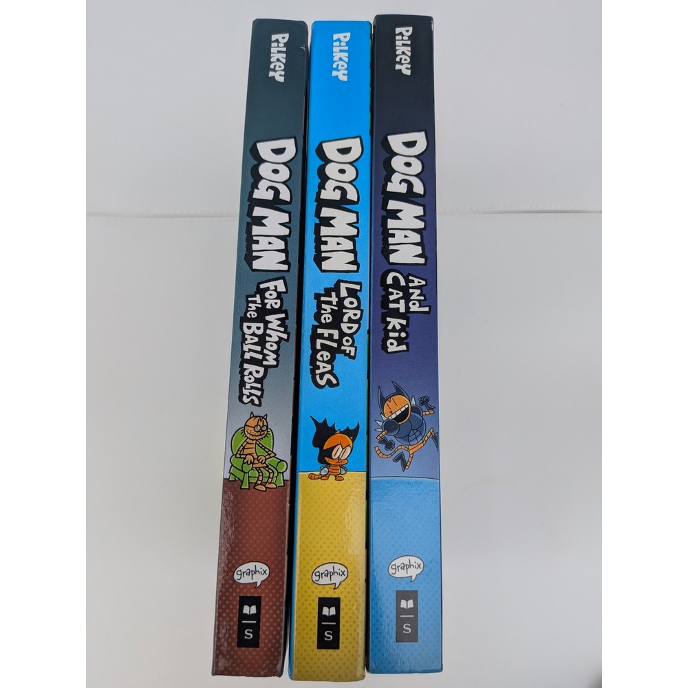 Dog Man Dav Pilkey Graphic Novel Lot 3 Books Lord of the Fleas Cat Kid Hardcover - Picture 3 of 4